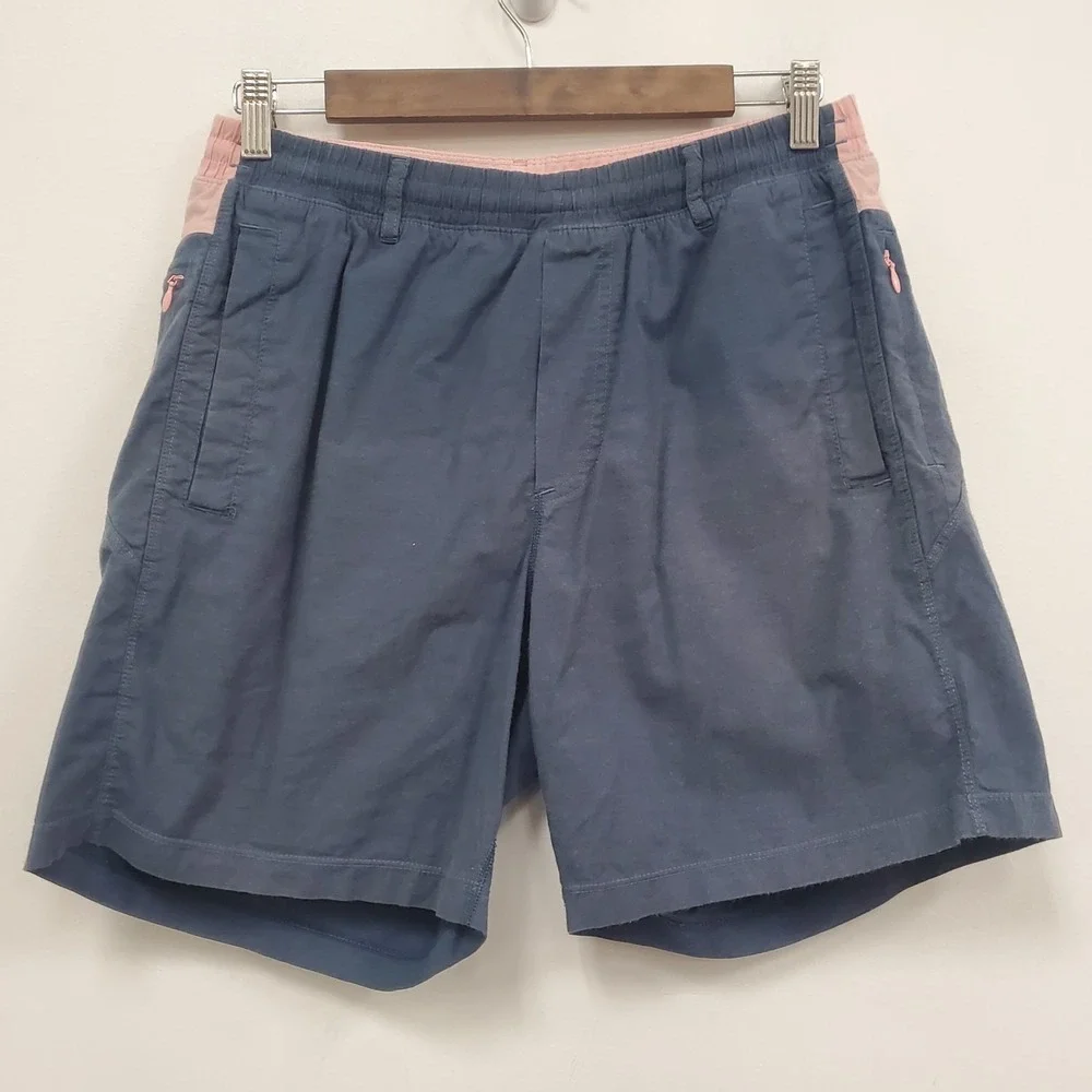 Birddogs Mens Colorblock Lined Athletic 7 In Shorts Size L Blue Pull On Stretch
